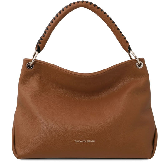 The Tropical Duchess Tuscany Leather TL142087 Soft Leather Shoulder bag in Cognac