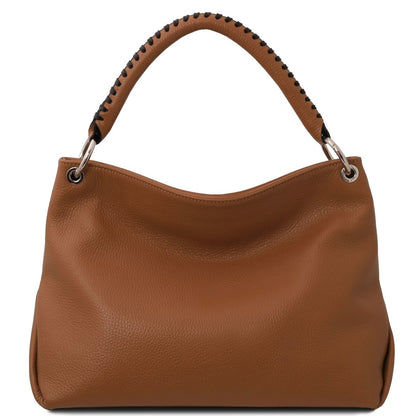The Tropical Duchess Tuscany Leather TL142087 Soft Leather Shoulder bag in Cognac