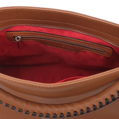 The Tropical Duchess Tuscany Leather TL142087 Soft Leather Shoulder bag in Cognac