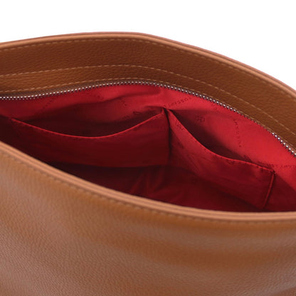 The Tropical Duchess Tuscany Leather TL142087 Soft Leather Shoulder bag in Cognac