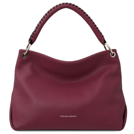 The Tropical Duchess Tuscany Leather TL142087 Soft Leather Shoulder bag in Bordeaux )