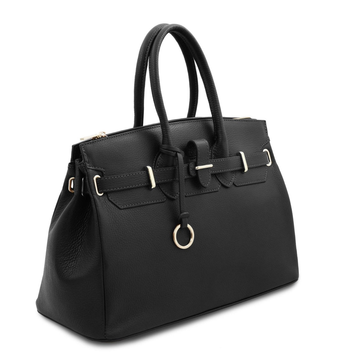 The Tropical Duchess Tuscany Leather TL Leather Handbag with Golden Hardware TL141529 in Black