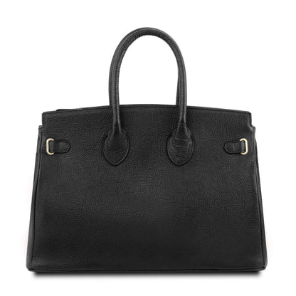 The Tropical Duchess Tuscany Leather TL Leather Handbag with Golden Hardware TL141529 in Black