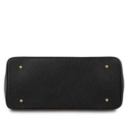 The Tropical Duchess Tuscany Leather TL Leather Handbag with Golden Hardware TL141529 in Black