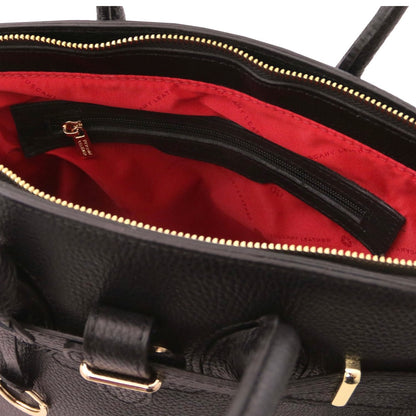 The Tropical Duchess Tuscany Leather TL Leather Handbag with Golden Hardware TL141529 in Black