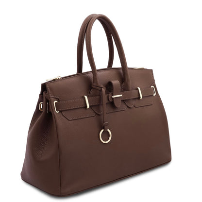 The Tropical Duchess Tuscany Leather TL Leather Handbag with Golden Hardware TL141529 in Coffee