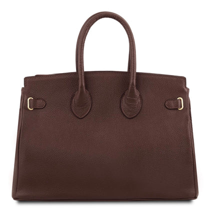 The Tropical Duchess Tuscany Leather TL Leather Handbag with Golden Hardware TL141529 in Coffee