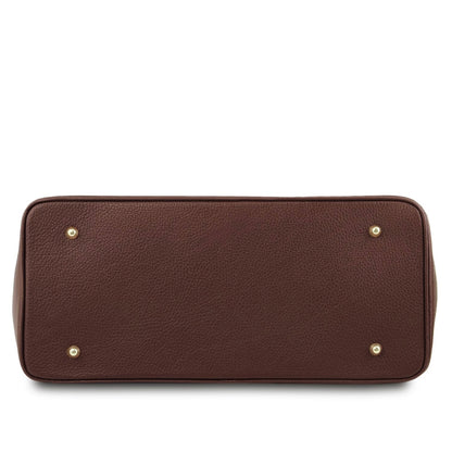 The Tropical Duchess Tuscany Leather TL Leather Handbag with Golden Hardware TL141529 in Coffee
