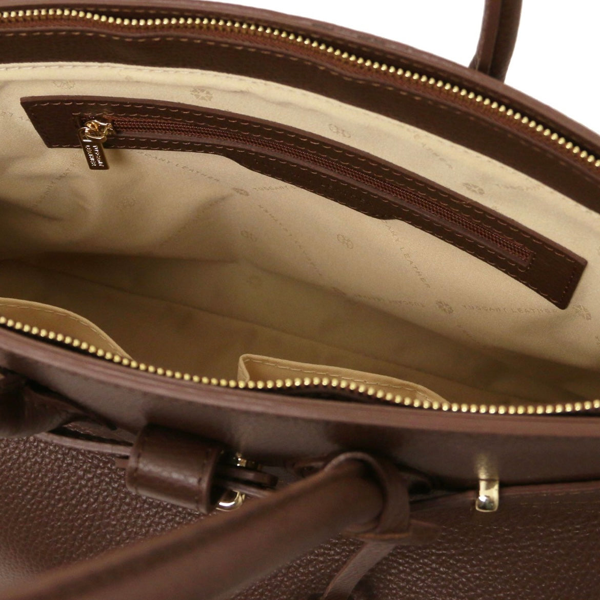 The Tropical Duchess Tuscany Leather TL Leather Handbag with Golden Hardware TL141529 in Coffee