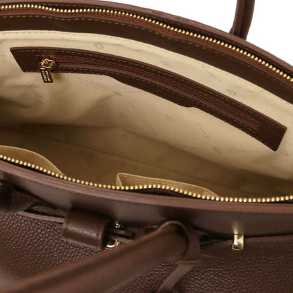 The Tropical Duchess Tuscany Leather TL Leather Handbag with Golden Hardware TL141529 in Coffee