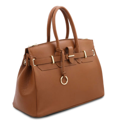 The Tropical Duchess Tuscany Leather TL Leather Handbag with Golden Hardware TL141529 in Cognac