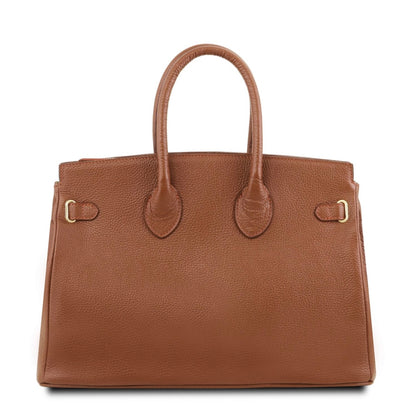 The Tropical Duchess Tuscany Leather TL Leather Handbag with Golden Hardware TL141529 in Cognac