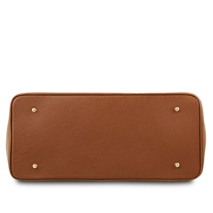 The Tropical Duchess Tuscany Leather TL Leather Handbag with Golden Hardware TL141529 in Cognac