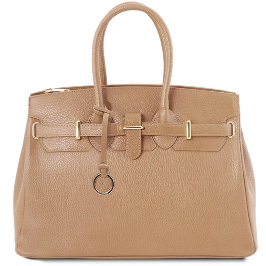 The Tropical Duchess Tuscany Leather TL Leather Handbag with Golden Hardware TL141529 in Champagne