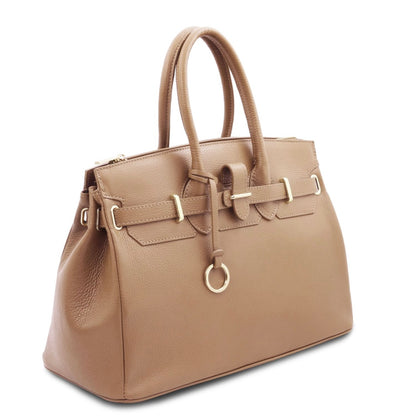 The Tropical Duchess Tuscany Leather TL Leather Handbag with Golden Hardware TL141529 in Champagne