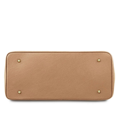 The Tropical Duchess Tuscany Leather TL Leather Handbag with Golden Hardware TL141529 in Champagne