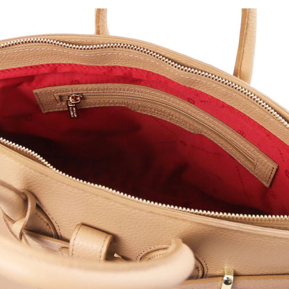 The Tropical Duchess Tuscany Leather TL Leather Handbag with Golden Hardware TL141529 in Champagne