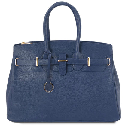 The Tropical Duchess Tuscany Leather TL Leather Handbag with Golden Hardware TL141529 in Dark Blue