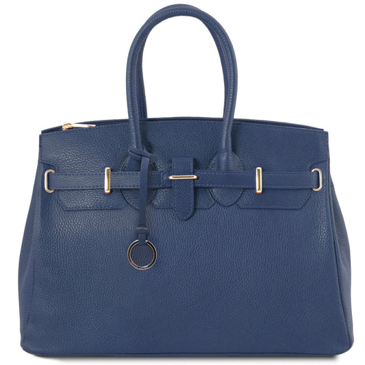 The Tropical Duchess Tuscany Leather TL Leather Handbag with Golden Hardware TL141529 in Dark Blue