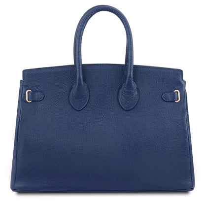 The Tropical Duchess Tuscany Leather TL Leather Handbag with Golden Hardware TL141529 in Dark Blue