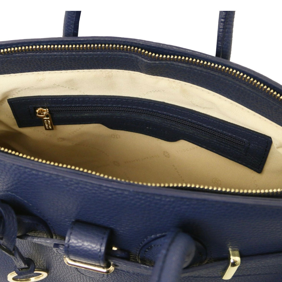 The Tropical Duchess Tuscany Leather TL Leather Handbag with Golden Hardware TL141529 in Dark Blue