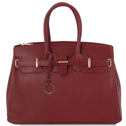The Tropical Duchess Tuscany Leather TL Leather Handbag with Golden Hardware TL141529 in Red