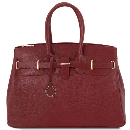 The Tropical Duchess Tuscany Leather TL Leather Handbag with Golden Hardware TL141529 in Red