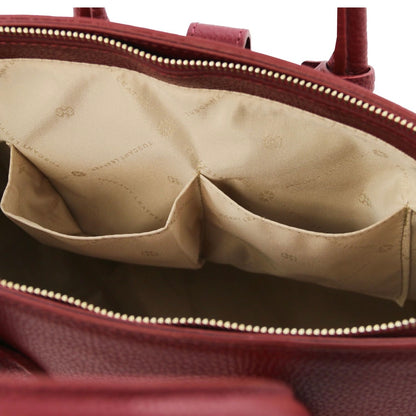 The Tropical Duchess Tuscany Leather TL Leather Handbag with Golden Hardware TL141529 in Red