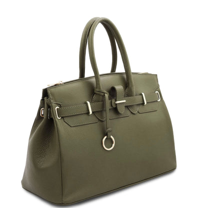 The Tropical Duchess Tuscany Leather TL Leather Handbag with Golden Hardware TL141529 in Forest Green