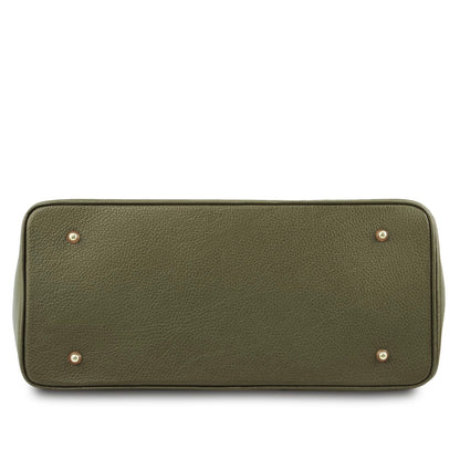 The Tropical Duchess Tuscany Leather TL Leather Handbag with Golden Hardware TL141529 in Forest Green