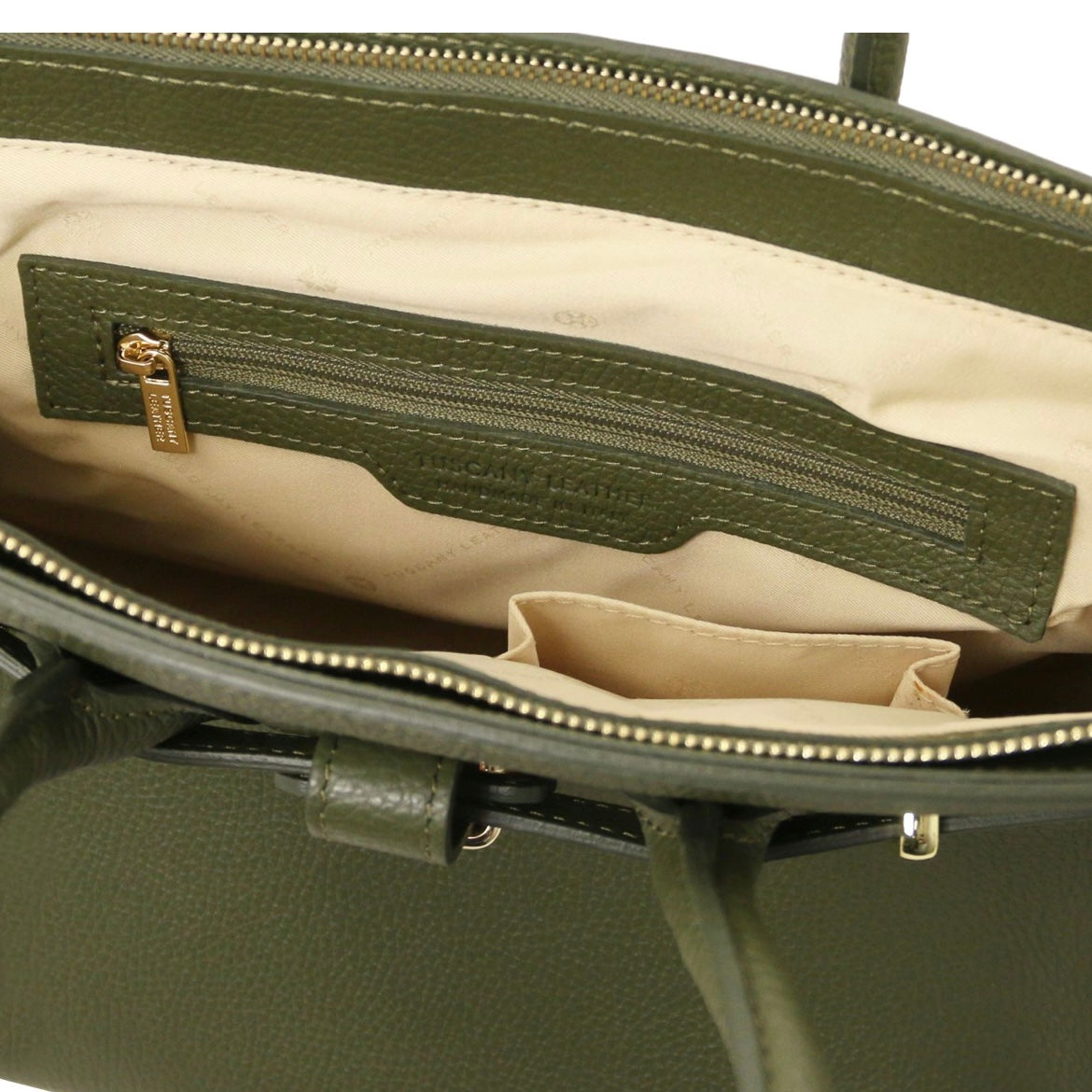 The Tropical Duchess Tuscany Leather TL Leather Handbag with Golden Hardware TL141529 in Forest Green