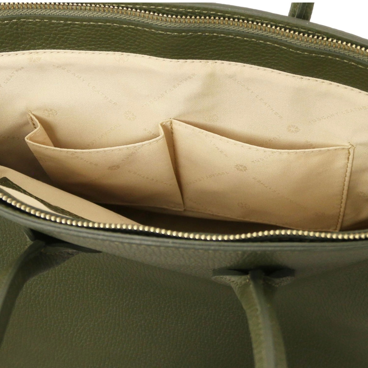 The Tropical Duchess Tuscany Leather TL Leather Handbag with Golden Hardware TL141529 in Forest Green